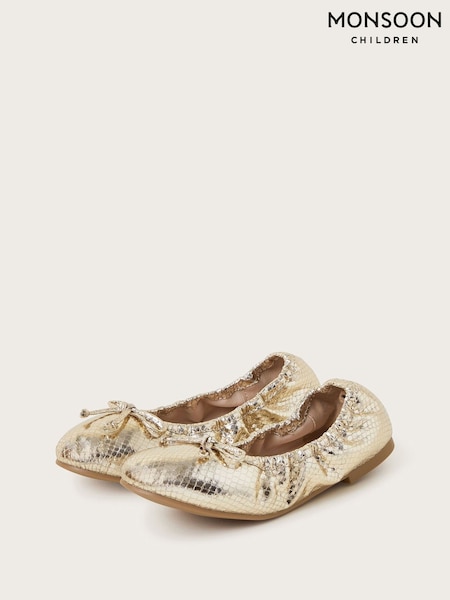 Monsoon Gold Foldable Ballet Flats (AN6861) | ₪121 - ₪141
