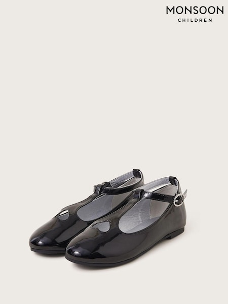 Monsoon Black Patent Heart Ballet Flats (AN6872) | AED119 - AED139