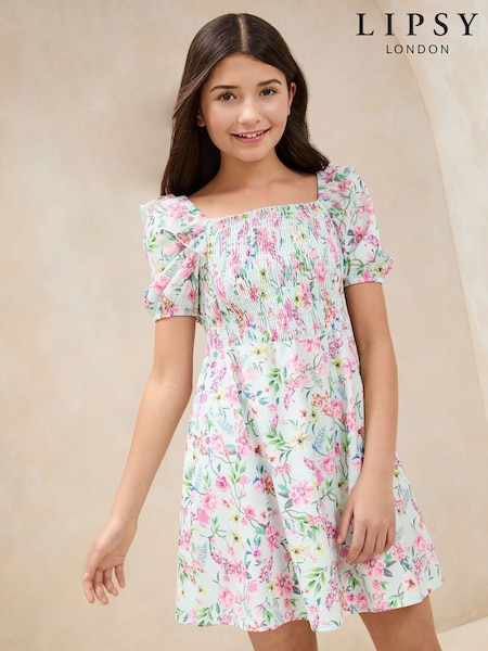 Lipsy Crinkle Jersey Puff Sleeve Dress (5-16yrs) (AN6885) | ‏131‏₪ - ‏171‏ ₪