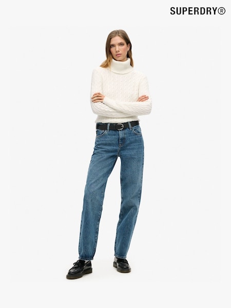Superdry Blue Ground Mid Rise Wide Leg 100% Cotton Jeans (AN6901) | ₪327