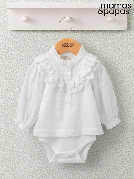 Mamas & Papas Red Lace Frill 100% Cotton Bodysuit (AN6908) | €22