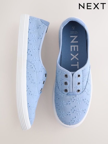 Azul - Embroidered Forever Comfort® Laceless Canvas Slip On Trainers (AN6957) | 25 €