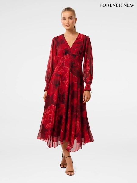 Forever New Red Sydney Printed Midi Dress (AN7014) | €79