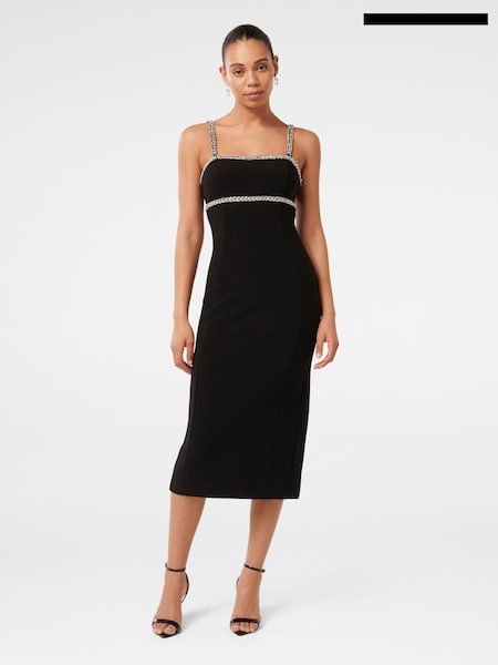 Forever New Black Tiana Embellished Bodycon Midi Dress (AN7022) | €154