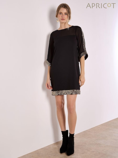 Apricot Black Kimono Sleeve Sequin Rim Dress (AN7040) | €58