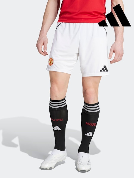 adidas White Manchester United 25/26 Home Shorts (AN7079) | AED221