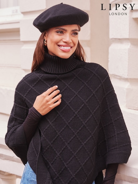 Lipsy Black Beret Woolen Hat (AN7152) | 48 QAR