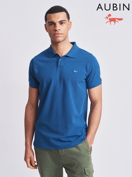 Aubin Blue Marcel Pique 100% Cotton Polo Shirt (AN7164) | 272 QAR
