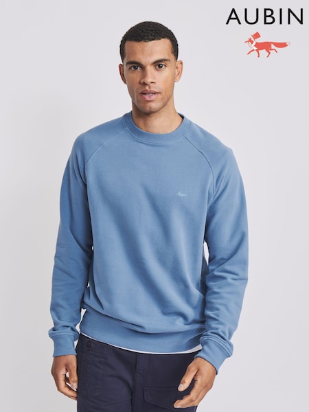Aubin Blue Ash Crew Neck 100% Cotton Sweat Top (AN7165) | €112