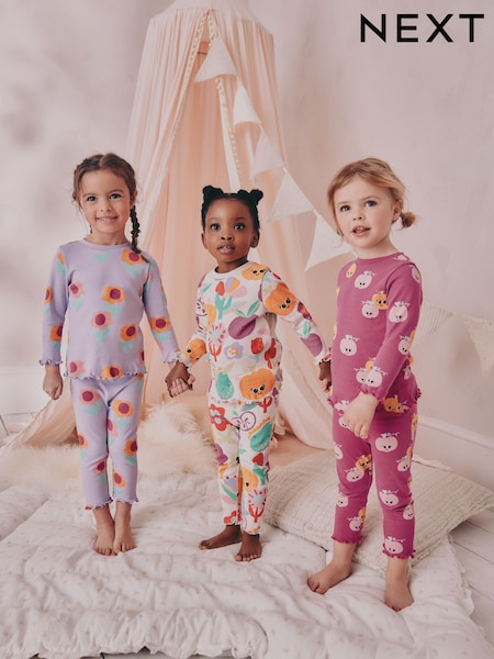 Purple Pumpkin Print Pumpkin Snuggle Pyjamas 3 Pack (9mths-10yrs) (AN7345) | €29 - €36