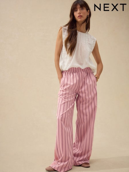 Pink Stripe Soft Touch Straight Leg Striped Trousers (AN7352) | AED54