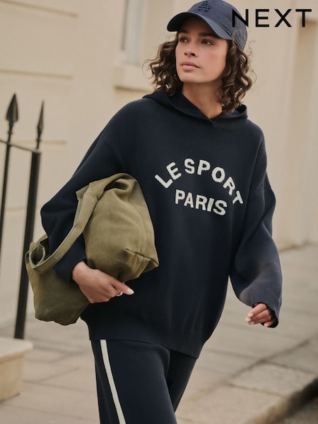 Azul marinho - Compact Cosy Graphic Long Sleeve Hoodie (AN7389) | R$ 350