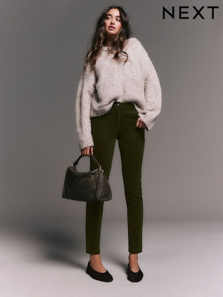 Kaki zelena - Corduroy Skinny Trousers (AN7392) | € 32