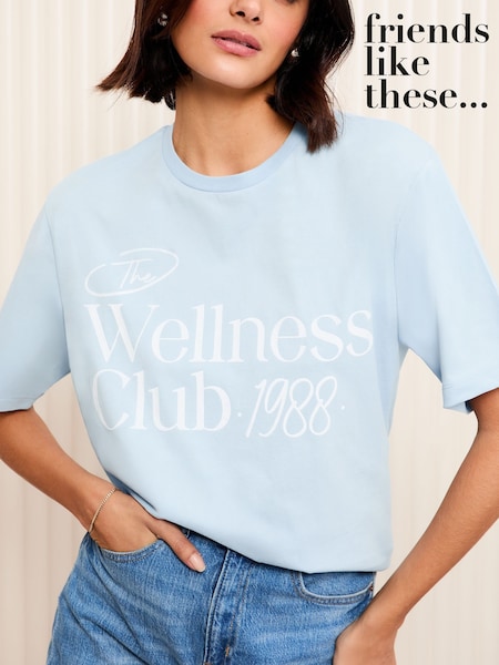 Friends Like These Blue Crew Neck Boxy Graphic T-Shirt (AN7408) | ₪111