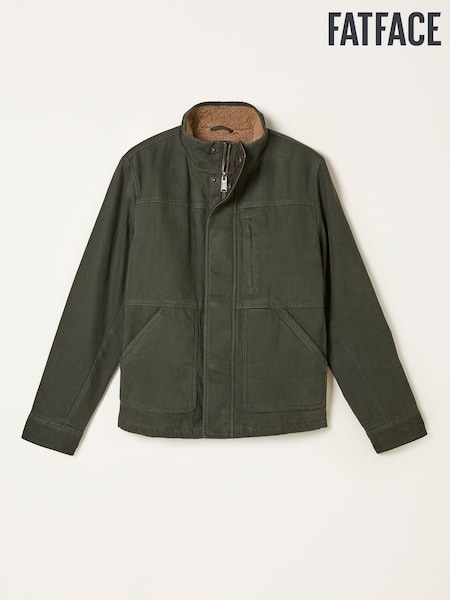 FatFace Wardly Khaki Green Canvas Funnel Neck Jacket (AN7458) | AED693