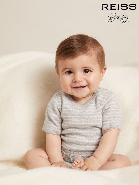 Reiss Francis 100% Cashmere Stripe Top And Shorts Set (AN7640) | ‏510‏₪