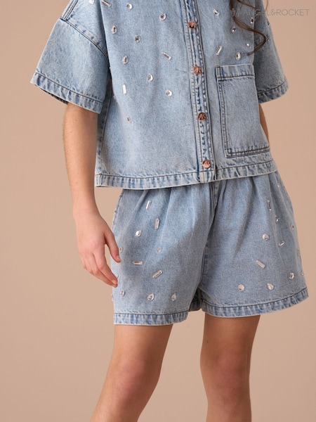 Angel & Rocket Blue Zeta Denim Diamonte Pull On 100% Cotton Short (AN7648) | 1,322 UAH - 1,562 UAH