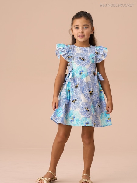 Angel & Rocket Blue Alessandra Side Bow Shirred Panel Dress (AN7653) | R$ 315 - R$ 385