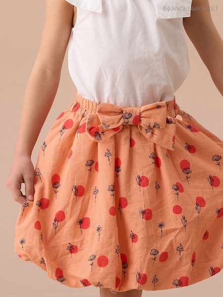 Angel & Rocket Orange Bubble Hem Denim Skirt (AN7676) | AED155 - AED196