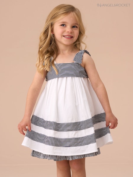 Angel & Rocket White Avery Stripe Panel Dress With Bloomer Set (AN7680) | €37 - €40