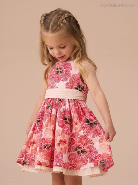 Angel & Rocket Red Bella Coral Tie Waist Dress And Bloomer Set (AN7687) | R$ 295 - R$ 315