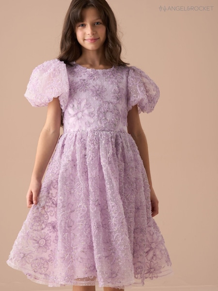 Angel & Rocket Purple Ines Purple Embellished Puff Sleeve Dress (AN7690) | 3,905 UAH - 4,386 UAH