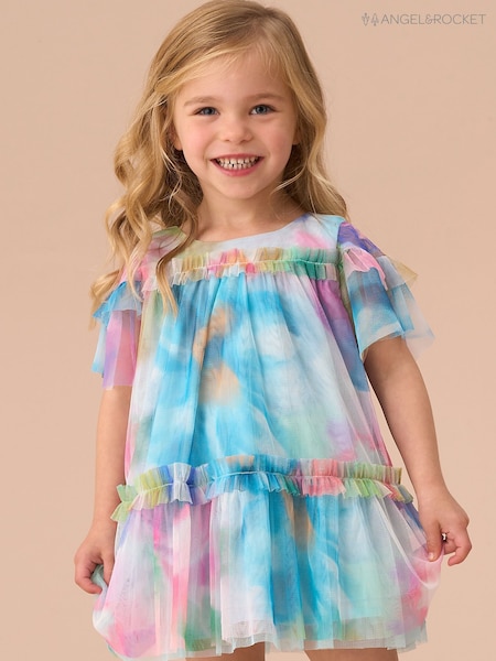 Angel & Rocket Pink Eleanor Multi Print Mesh Dress And Bloomer Set (AN7705) | 139 QAR - 148 QAR