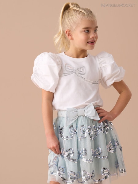 Angel & Rocket White Reene Puff Sleeve Top (AN7716) | R$ 160 - R$ 195