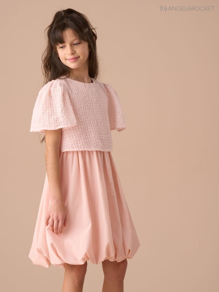 Angel & Rocket Pink Ottilie Puff Ball Angel Sleeve Dress (AN7742) | R$ 545 - R$ 620