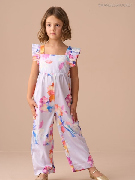 Angel & Rocket Purple Tia Wide Leg Print Jumpsuit (AN7761) | 168 QAR - 203 QAR