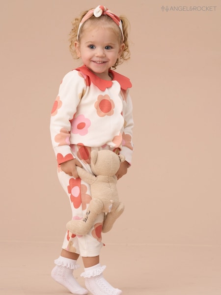 Angel & Rocket Pink Daphne Flower Print Dungaree 3 Pc Set (AN7766) | €50