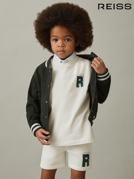 Reiss Off White/Green Manny 9-13 yrs Cotton Block-Logo Oversized T-Shirt (AN7823) | 162 QAR