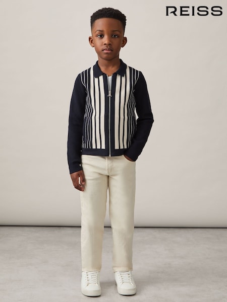 Reiss Ambient Striped Zip-Through Knit Overshirt (AN7831) | ‏389 د.إ.‏