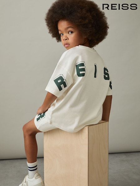 Reiss Off White/Green Manny 3-9 yrs Cotton Block-Logo Oversized T-Shirt (AN7839) | €27