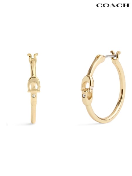 COACH Gold Tone Signature Hoop Earrings (AN7859) | €51