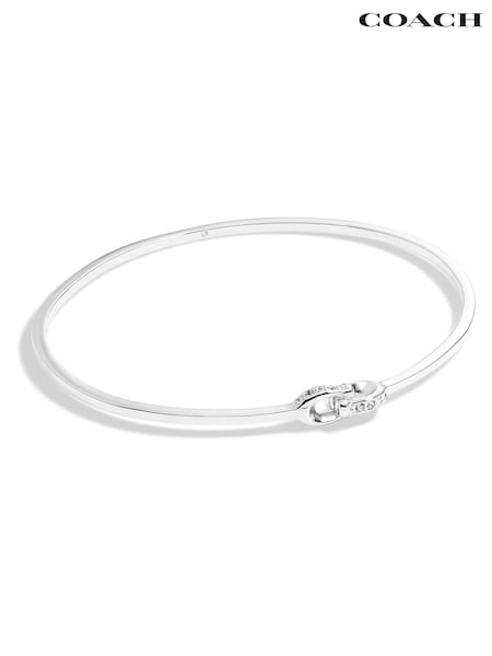 COACH Silver Tone Signature Interlock Bangle Bracelet (AN7861) | €99