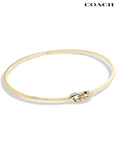 COACH Gold Tone Signature Interlock Bangle Bracelet (AN7865) | €99