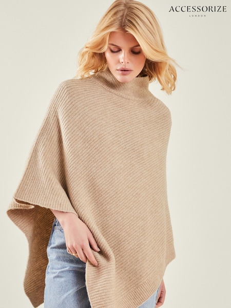 Accessorize High Neck Rib Knit Poncho (AN7870) | 182 LEI