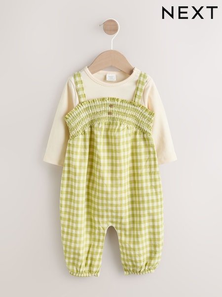Green Gingham Baby Dungarees and Bodysuit 2 Piece Set (0mths-2yrs) (AN7908) | € 28 - € 31