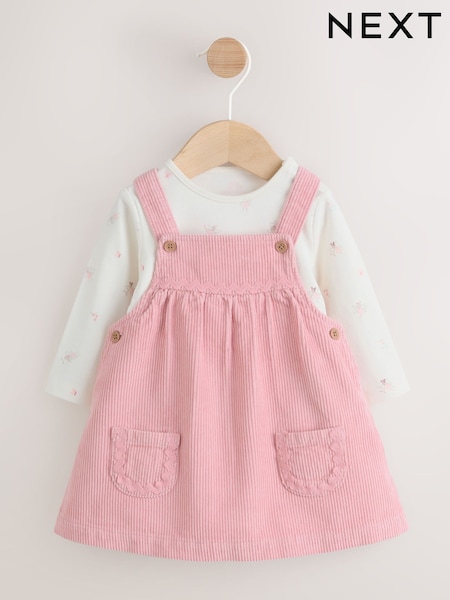 Pink Fairy Baby Cord Pinafore Dress and Long Sleeve Bodysuit 2 Piece Set (0mths-2yrs) (AN7930) | €24 - €27