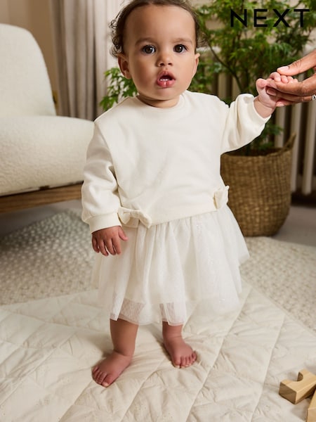 White Twofer Mesh Baby Dress (0mths-2yrs) (AN7937) | AZN 40 - AZN 45