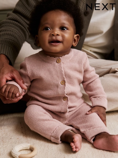 Pink Baby Knitted Romper (0mths-3yrs) (AN7965) | €24 - €26