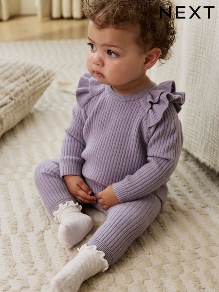 Lilac Purple Knitted Jumper and Legging 2 Piece Baby Set (0mths-3yrs) (AN7967) | €21 - €24
