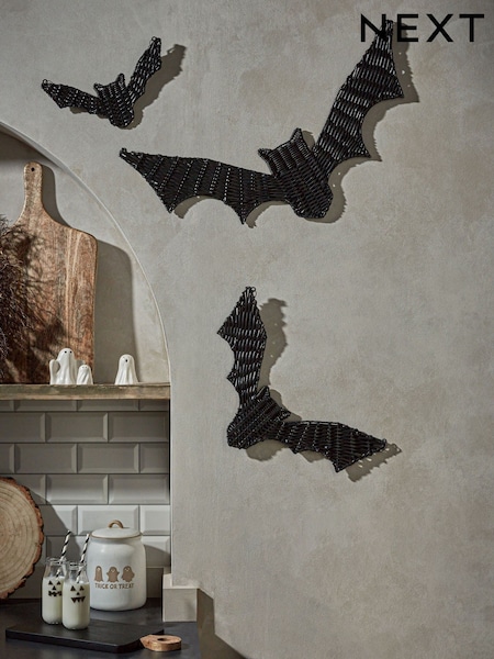 3 Pack Black Halloween Woven Bats Hanging Decorations (AN8087) | €28