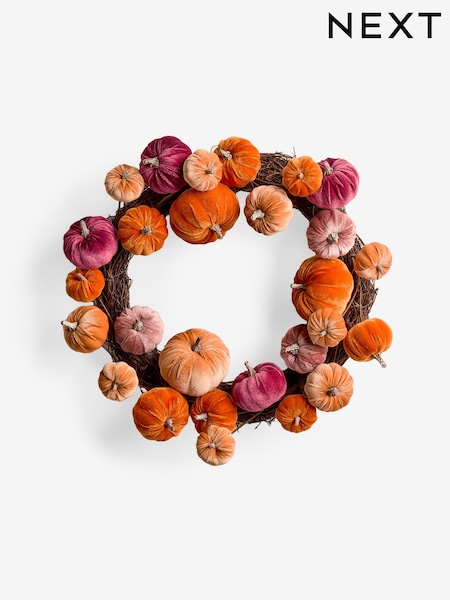 Autumn Velvet Pumpkin Wreath (AN8090) | 60 €