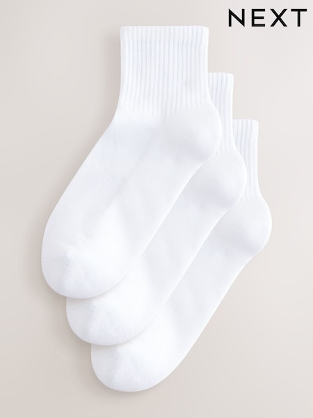 Белый - Cushion Sole Ribbed Sport Cropped Ankle Socks 3 Pack With Arch Support (AN8128) | €10