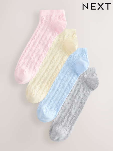 Pastel Cable Trainer Socks 4 Pack (AN8145) | €13