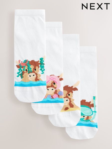 Hamish the Highland Cow Summer Trainer Socks 4 Pack (AN8149) | €13
