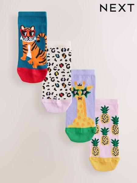 Bright Safari Trainer Socks 4 Pack (AN8152) | €13