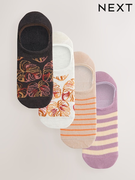 Brown Woodblock Invisible Socks 4 Pack (AN8154) | €14.50